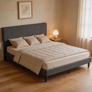 Queen Bed Frame with Adjustable Headboard, Platform Bed with 12 Thickened Legs for Bedroom, No Box Spring Needed, Easy Assembly Grey Bedroom Furniture with 1300 lbs Strong Weight Capacity - Image 2