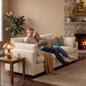 Gizoon Small Cloud Loveseat Couches for Living Room, 2 Seater Couch, Beige 2 Seater Love Seat Sofa with Comfy Deep Seat, Small Washable Couches with Removable Corduroy Cover for Apartment - Image 6