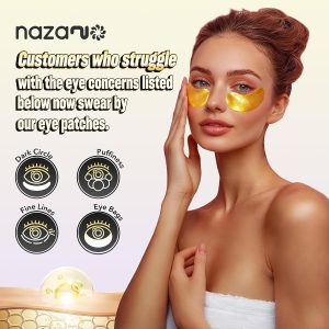 24K Gold Under Eye Patches - 60 Pack Eye Masks for Puffy Eyes, Dark Circles, Bags & Wrinkles, With Collagen & Hyaluronic Acid, Eye Care Pads Daily for Skincare - Image 7