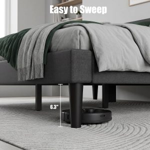Queen Bed Frame with Adjustable Headboard, Platform Bed with 12 Thickened Legs for Bedroom, No Box Spring Needed, Easy Assembly Grey Bedroom Furniture with 1300 lbs Strong Weight Capacity - Image 5