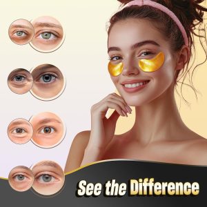 24K Gold Under Eye Patches - 60 Pack Eye Masks for Puffy Eyes, Dark Circles, Bags & Wrinkles, With Collagen & Hyaluronic Acid, Eye Care Pads Daily for Skincare - Image 6