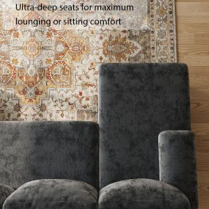 U-Shaped Sectional Couches for Living Room | 112 Inch Modern Sectional Couch | Dark Grey Chenille Sofa with Double Chaise for Apartment - Image 4