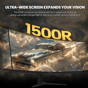 CRUA 34 inch Ultrawide 21:9 Gaming Monitor UWQHD(3440x1440) 165Hz Computer Monitors Curved 1500R 1ms(GTG) 120%sRGB FreeSync 1ms(GTG) Suitable for e-sports games, business, and office use - Image 4