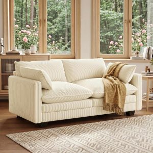 Gizoon Small Cloud Loveseat Couches for Living Room, 2 Seater Couch, Beige 2 Seater Love Seat Sofa with Comfy Deep Seat, Small Washable Couches with Removable Corduroy Cover for Apartment - Image 7
