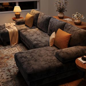 U-Shaped Sectional Couches for Living Room | 112 Inch Modern Sectional Couch | Dark Grey Chenille Sofa with Double Chaise for Apartment - Image 5