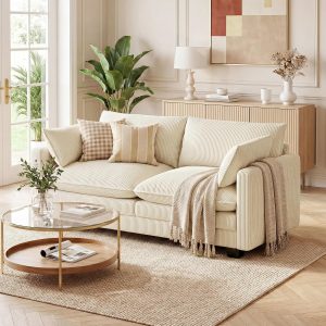 Gizoon Small Cloud Loveseat Couches for Living Room, 2 Seater Couch, Beige 2 Seater Love Seat Sofa with Comfy Deep Seat, Small Washable Couches with Removable Corduroy Cover for Apartment - Image 8