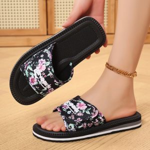 Women's Summer Outdoor Beach Sandals, Adjustable Slip-On Sandals, Lightweight Flat Sandals, Fashionable Craft Sandals - Image 7