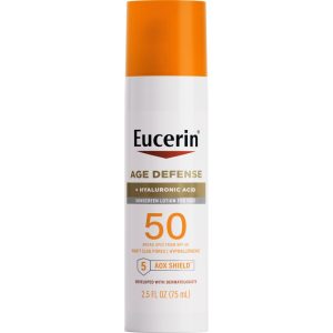 Eucerin Sun Age Defense Face Sunscreen Lotion SPF 50, 2.5 FL OZ Face Sunscreen SPF 50 with Hyaluronic Acid for Age Defense, Invisible Finish, Hypoallergenic, Non-Comedogenic, Fragrance Free - Image 2