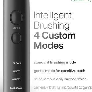 Aquasonic Black Series Ultra Whitening Toothbrush – ADA Accepted Electric Toothbrush- 8 Brush Heads & Travel Case – 40,000 VPM Electric Motor & Wireless Charging - 4 Modes w Smart Timer - Image 3