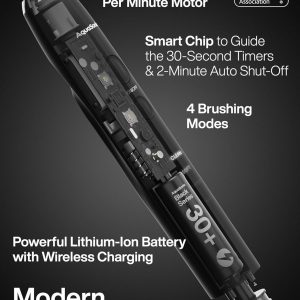 Aquasonic Black Series Ultra Whitening Toothbrush – ADA Accepted Electric Toothbrush- 8 Brush Heads & Travel Case – 40,000 VPM Electric Motor & Wireless Charging - 4 Modes w Smart Timer - Image 4