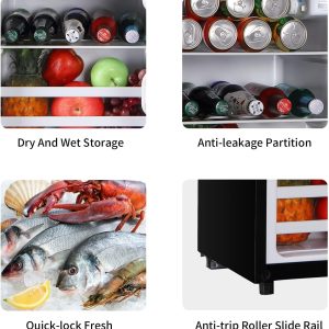 Refrigerator with Freezer 3.5 Cu.Ft Top-Freezer Compact Refrigerator Black 7 Level Adjustable Thermostat Control, 2 Door ,Low noise,Low Power Consumption - Image 7