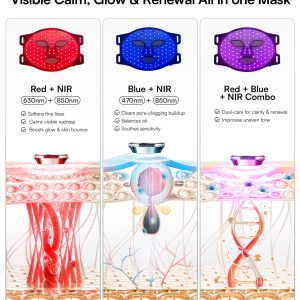 INIA Red Light Therapy Mask for Face, 850nm NIR, Red/Blue LED Light 4 Modes Visible Results in Just 4 Weeks, 220 LEDs, 105mW/cm² Output, 2600mAh Rechargeable Battery, 10-30min Timer, Auto Shut-off Visit the INIA Store - Image 9