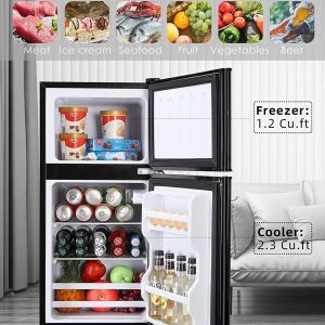 Refrigerator with Freezer 3.5 Cu.Ft Top-Freezer Compact Refrigerator Black 7 Level Adjustable Thermostat Control, 2 Door ,Low noise,Low Power Consumption - Image 3