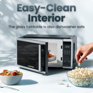 Chefman Compact Countertop Microwave, 0.7 Cu Ft, 700W, Stainless 10 Power Levels, 3 One-Touch Presets, +30 Second Button, Time & Weight Defrost, Mute Option, Child Safety Lock, Digital Timer - Image 4