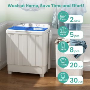 28 Lbs Portable Washing Machine, Portable Washer for Apartment with 18 Lbs Washer, 10 Lbs Spinner, Mini Compact Top Load Washing Machine for RV Dorm - Image 2