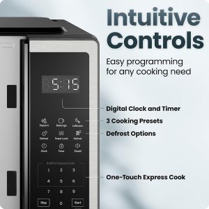 Chefman Compact Countertop Microwave, 0.7 Cu Ft, 700W, Stainless 10 Power Levels, 3 One-Touch Presets, +30 Second Button, Time & Weight Defrost, Mute Option, Child Safety Lock, Digital Timer - Image 5