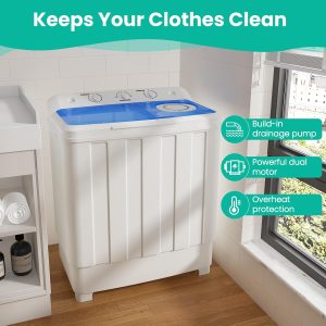 28 Lbs Portable Washing Machine, Portable Washer for Apartment with 18 Lbs Washer, 10 Lbs Spinner, Mini Compact Top Load Washing Machine for RV Dorm - Image 6