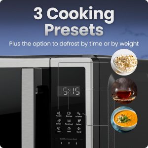 Chefman Compact Countertop Microwave, 0.7 Cu Ft, 700W, Stainless 10 Power Levels, 3 One-Touch Presets, +30 Second Button, Time & Weight Defrost, Mute Option, Child Safety Lock, Digital Timer - Image 8