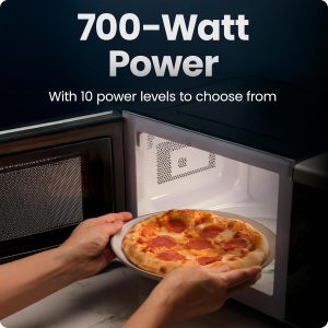 Chefman Compact Countertop Microwave, 0.7 Cu Ft, 700W, Stainless 10 Power Levels, 3 One-Touch Presets, +30 Second Button, Time & Weight Defrost, Mute Option, Child Safety Lock, Digital Timer - Image 6