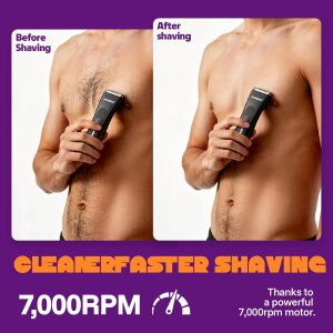 MANSPOT Manscape Groin & Body Hair Trimmer for Men, Electric Pubic Shaver Replaceable Ceramic Blade, Ball Razors for Men, Manscape Kit with 4 Guards, IPX7 Waterproof, Wet/Dry Use, 90-Minute Shaving - Image 6