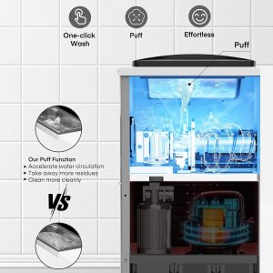 Commercial Ice Cream Machine, 10.4-20 QT/H Yield Soft Serve Ice Cream Machine with 4L Hopper & 1.6L Cylinder, Pre-Cooling & Auto Clean, Touch LCD for Snack Restaurants Bars (white, 4L) - Image 6