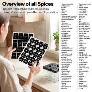 Glass Square Spice Jars with Label, 24x Black Sprinkle Lids Airtight Lids keep spices fresh, Kitchen Spice Drawer Organizer, 4oz Seasoning Containers incl. Funnel, Brush & 240 Labels - Image 7