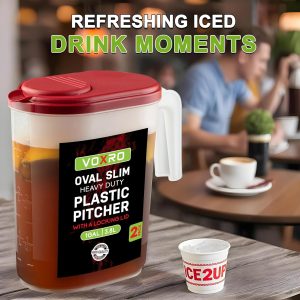 2-Pack 1 Gallon Water Pitchers with Lids, Slim Fridge Door Water Jugs Flip-top spout provides smooth, controlled pouring, while BPA-free plastic ensures safe everyday use - Image 4