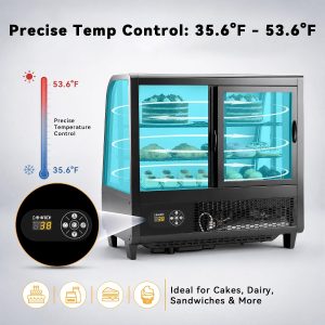 Countertop Display Fridge 3.5 Cu.Ft Double Glass Door White LED light, auto-defrost, 36-54°F, adjustable shelves, for bakery/cafe/store - Image 3