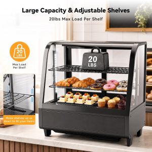 Countertop Display Fridge 3.5 Cu.Ft Double Glass Door White LED light, auto-defrost, 36-54°F, adjustable shelves, for bakery/cafe/store - Image 5
