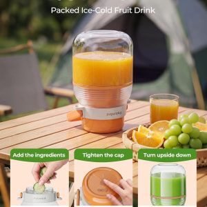 Licuadora Portatil personal travel blender 34OZ Smoothie Shake Juicer Cup 80W motor, 10-leaf system crushes ice in 30s. 34oz BPA-free cup with dual lids. 1500mAh battery, safety lock, easy clean. - Image 7