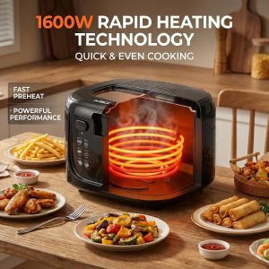 KEINVE 2.5L Electric Deep Fryer with Basket, Black Oil Fryer with Non-Stick Inner, Viewing Window, 1600Watt Fast Heating - Image 2