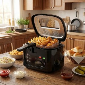 KEINVE 2.5L Electric Deep Fryer with Basket, Black Oil Fryer with Non-Stick Inner, Viewing Window, 1600Watt Fast Heating - Image 6