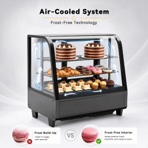Countertop Display Fridge 3.5 Cu.Ft Double Glass Door White LED light, auto-defrost, 36-54°F, adjustable shelves, for bakery/cafe/store - Image 6