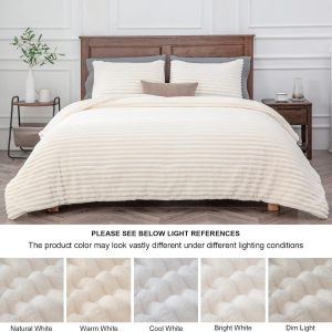 BEDELITE Fleece Queen Comforter Set, Fluffy Bed Set, Cream White Super Soft & Warm Bedding, Luxury Fuzzy Faux Fur Comforter for Winter, Heavy Plush Bedding, with 2 Pillowcases - Image 9