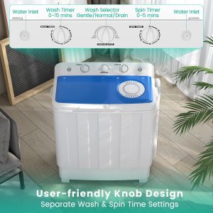 28 Lbs Portable Washing Machine, Portable Washer for Apartment with 18 Lbs Washer, 10 Lbs Spinner, Mini Compact Top Load Washing Machine for RV Dorm - Image 5