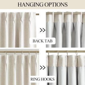 Vision Home Natural Full Blackout Curtains Linen Blended Darkening Window Curtains 84 inch for Living Room Bedroom Thermal Insulated Pinch Pleat Drapes with Hooks 2 Panel 40"Wx84"L - Image 3