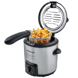 OVENTE Electric Deep Fryer, 0.9L Capacity, 840W, Silver FDM1091BR Adjustable Temperature Knob, Locking Lid, Removable Frying Basket and Cool Touch Handle, Easy to Clean Stainless Steel Body - Image 8